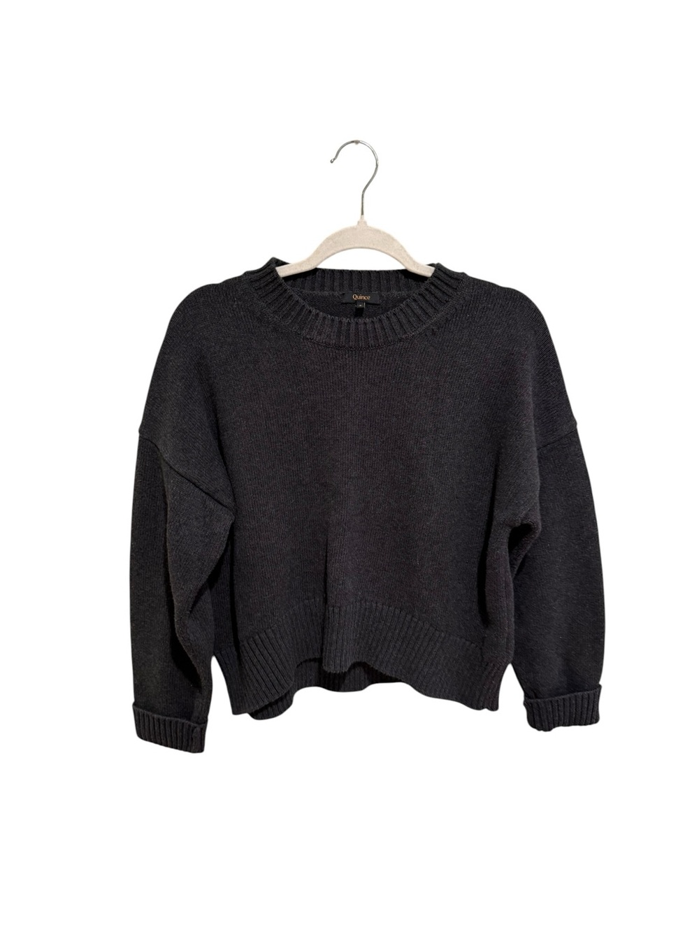 Quince 100% Organic Cotton Dark Grey Boyfriend Crewneck Sweater - Size Small